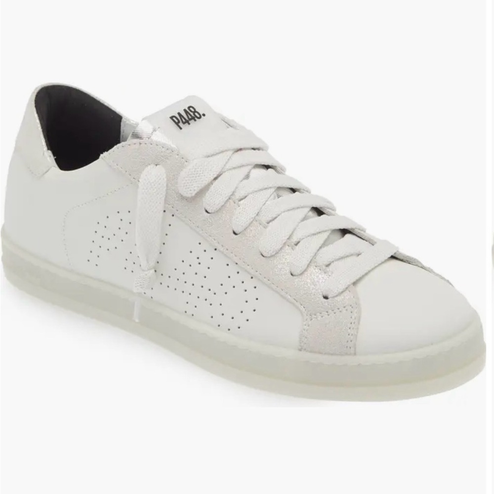 P448 F24 John Leather Sneaker (Women) CRYSTAL, Size 7.5 US / 38EU -NEW